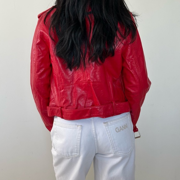 Red Faux Patent Leather Jacket - Medium - Picture 4 of 4